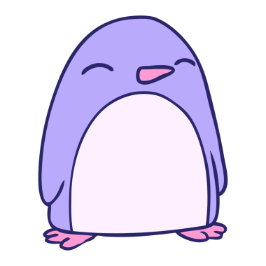 Parlak neon renkli şirin bir penguenin el çizimi karalaması.