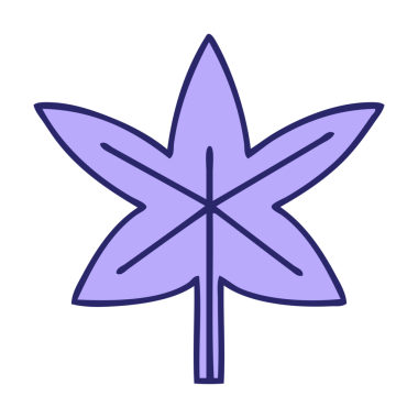 Parlak neon rengi bir sonbahar yaprağının şirin çizgi filmi.