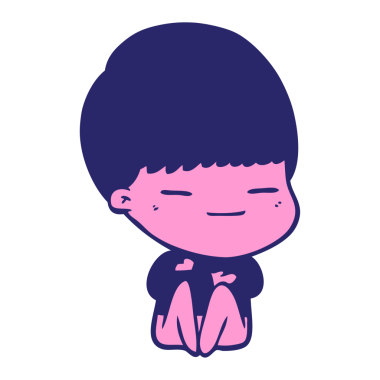 parlak neon renkli kendini beğenmiş çizgi film çocuğu