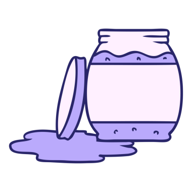 Parlak neon renkte bir çilek reçelinin el çizimi karikatürü