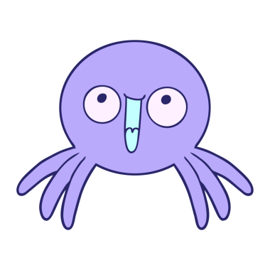 Parlak neon renkli mutlu çizgi film örümceği