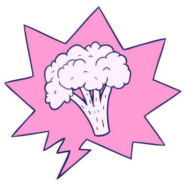 parlak neon renkli konuşma baloncuklu brokoli