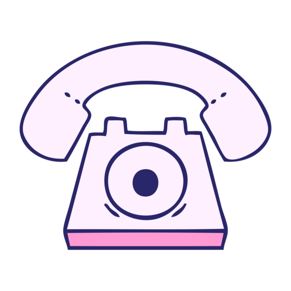 Parlak neon renkli kırmızı bir telefon karikatürü.