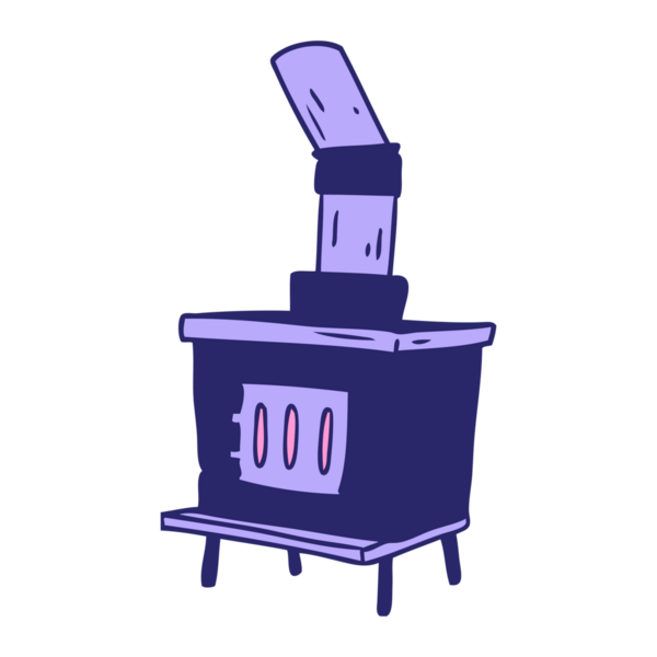 Parlak neon renkli bir ev fırınının el çizimi karikatürü.