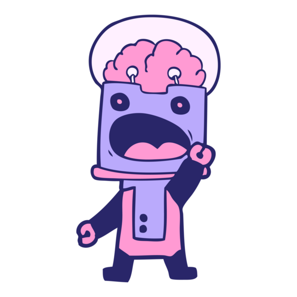 parlak neon renkli çizgi film robotu