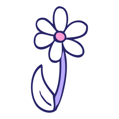 çizgi film karalaması parlak neon renginde tek çiçek