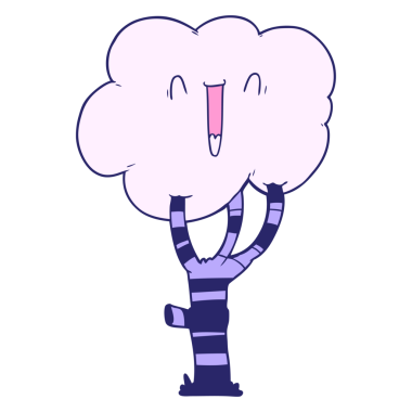 parlak neon renkli çizgi film gülme ağacı