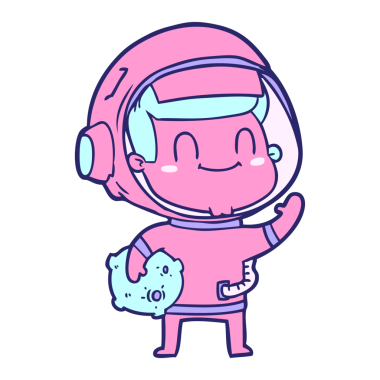 Parlak neon renkli mutlu astronot.