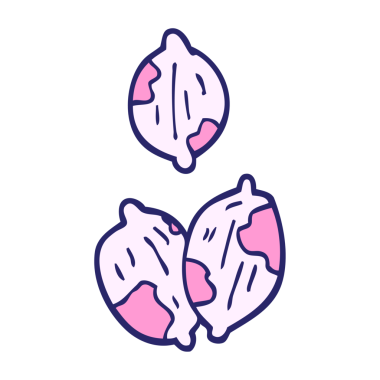 Karikatür fındıkları parlak neon renginde kabuklarla karalıyor.