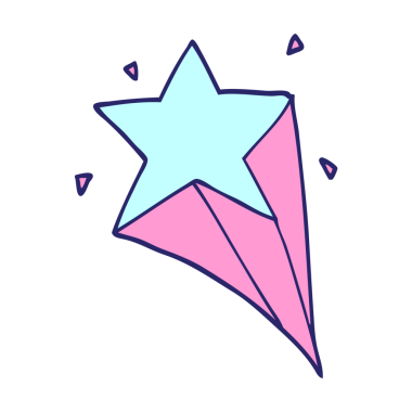 parlak neon renkli çizgi film yıldızı