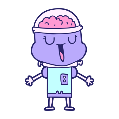 Parlak neon renkli mutlu çizgi film robotu