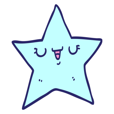 parlak neon renkli çizgi film yıldızı