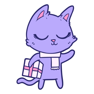 Sakin çizgi film kedisi parlak neon renkli