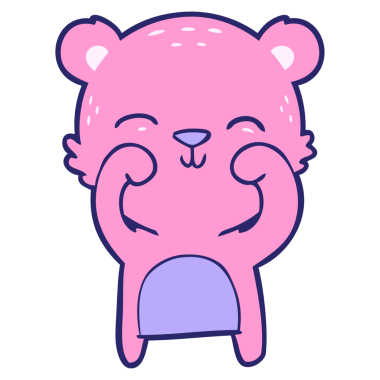 Parlak neon renkli mutlu çizgi film ayısı