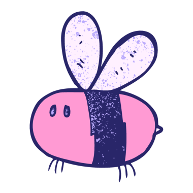 parlak neon renkli çizgi film arısı