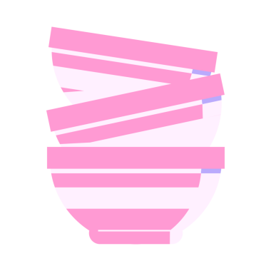 Parlak neon renkli bir kase yığınının düz renk çizimi