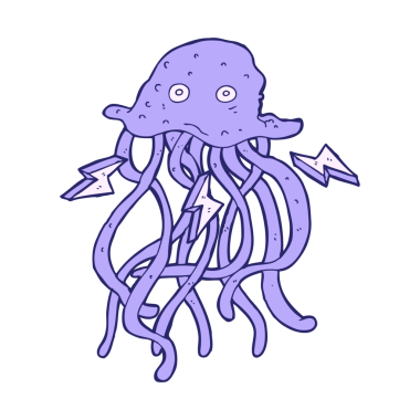 parlak neon rengi ahtapot çizgi filmi