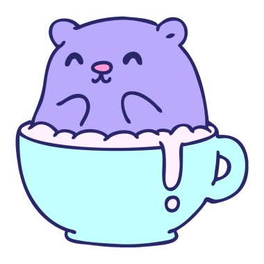 Küçük bir ayı çizgi filmi lattenin içine oturdu. Ne yazık ki parlak neon renkli.