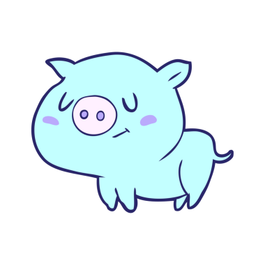 Parlak neon renkli şirin domuz çizgi filmi.