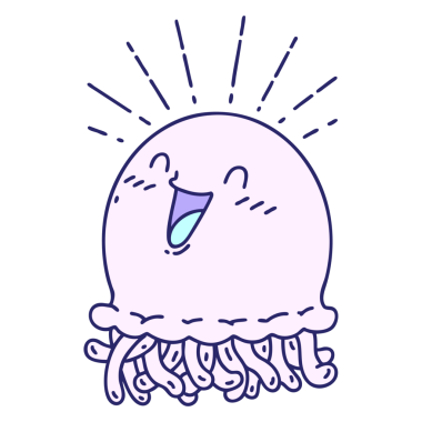 Geleneksel dövme stili parlak neon renkli mutlu denizanası çizimi