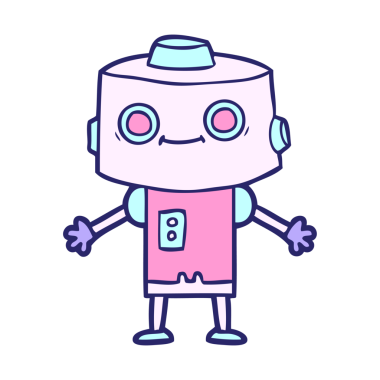 parlak neon renkli çizgi film robotu