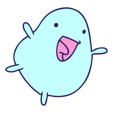 Çizgi film illüstrasyonu: kawaii parlak neon renkli şirin mutlu fasulye