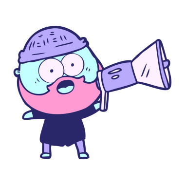 Çizgi film parlak neon renkli sakallı adamı şaşırttı.