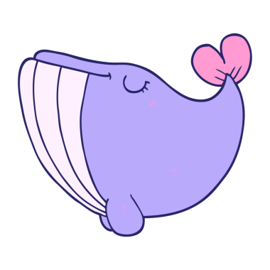 parlak neon renkli çizgi film balinası