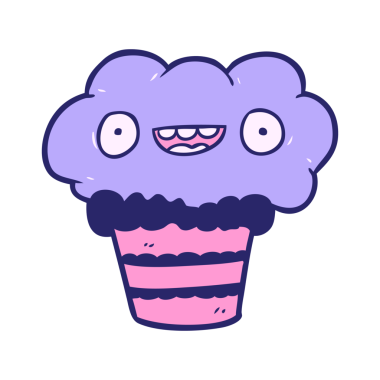 Parlak neon renkli komik bir kek.