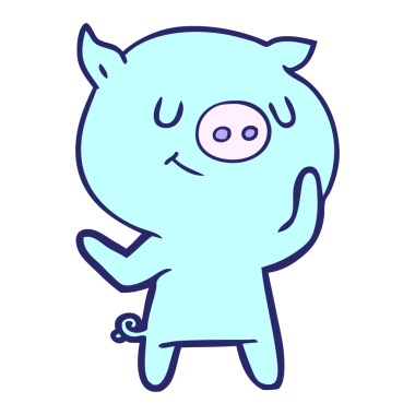 Parlak neon renkli mutlu çizgi film domuzu