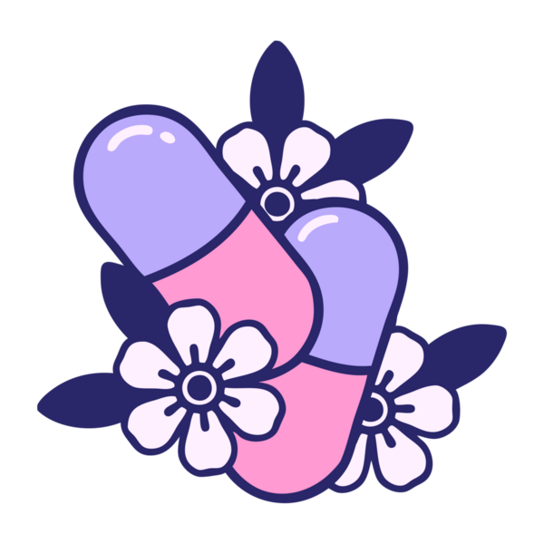 Geleneksel hap tarzında dövme ve parlak neon renkli çiçekler.