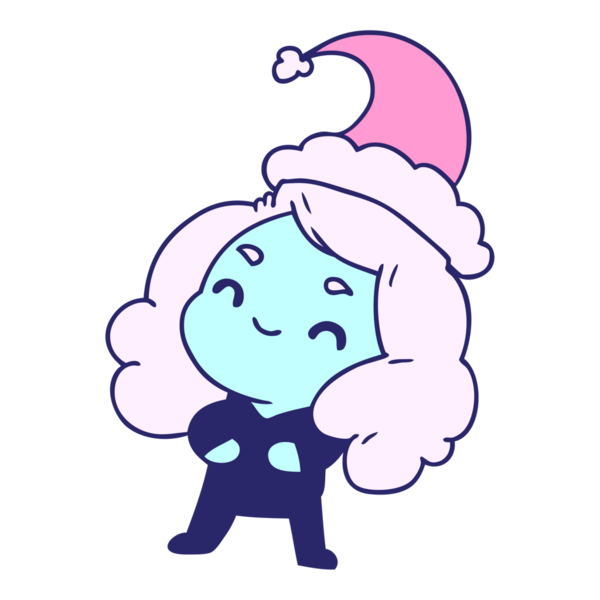 Kawaii kızının parlak neon renkli yılbaşı karikatürünü çizdim.