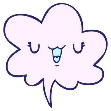 parlak neon renkli konuşma baloncuğu olan sevimli mutlu çizgi film yüzü