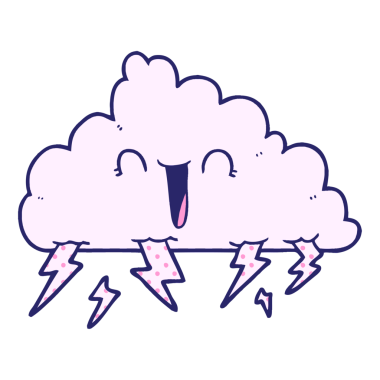 parlak neon renkli çizgi film gökgürültüsü bulutu