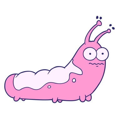 Parlak neon renkli komik bir tırtıl.