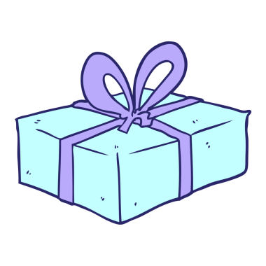 parlak neon rengi ile paketlenmiş karikatür hediyesi