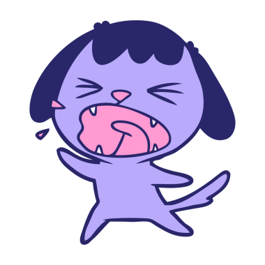 Parlak neon renkli şirin köpek havlıyor.