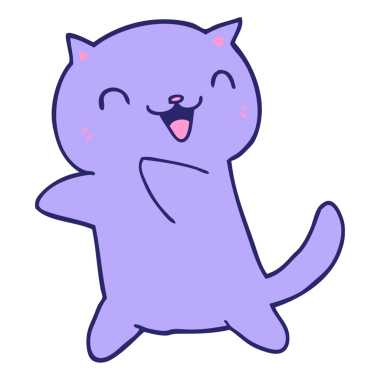 parlak neon renkli çizgi film kedisi