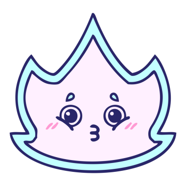 Parlak neon renkli şirin bir ateş karikatürü.