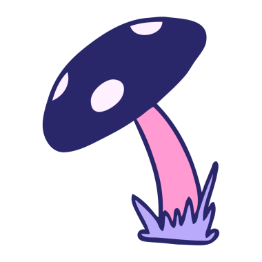 Parlak neon renkli bir kurbağa taburesinin el çizimi karikatürü.