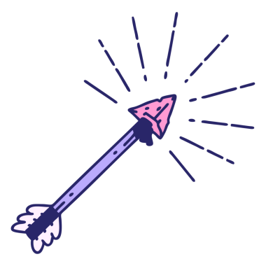 Parlak neon renkli eski çakmaktaşı ucu okunun geleneksel dövme tarzının gösterimi