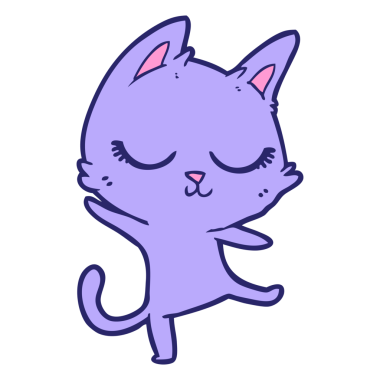 Sakin çizgi film kedisi parlak neon renkli