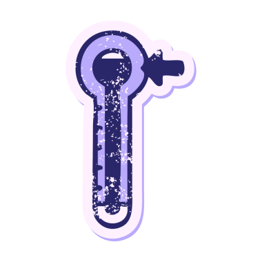 Parlak neon renkli şirin bir çizgi film termometresinin sıkıntılı yapıştırması.