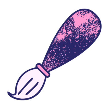 Parlak neon renkli bir boya fırçasının retro grunge desen karikatürü