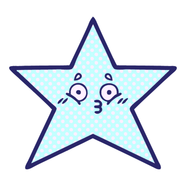 çizgi roman tarzı parlak neon renkli yıldız balığı karikatürü