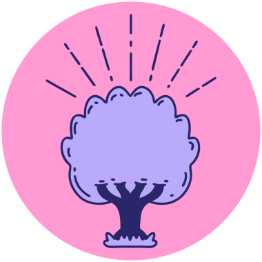 Parlak neon renkli dövme ağacı simgesi