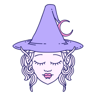 Retro Dövme Biçimli elf karakter yüzü parlak neon rengi