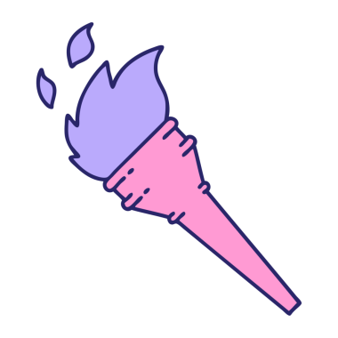 Parlak neon rengi yanan bir meşalenin ikonik dövme şekli