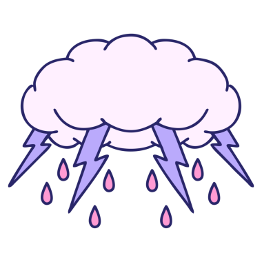 Parlak neon renkli bir fırtına bulutunun ikonik dövme görüntüsü