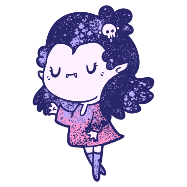 Parlak neon renkli şirin vampir kız.